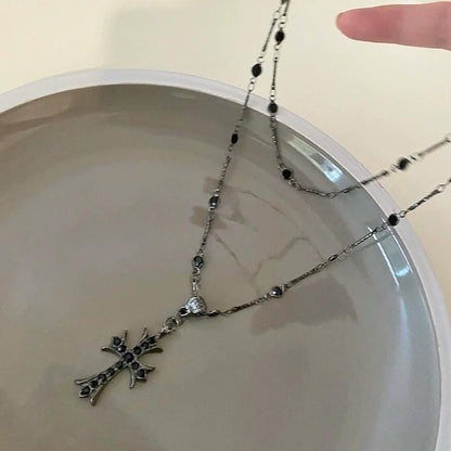 Cross beaded collarbone chain