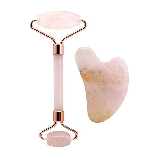 Pink Crystal Massage Roller and Scraper Set for Relaxation