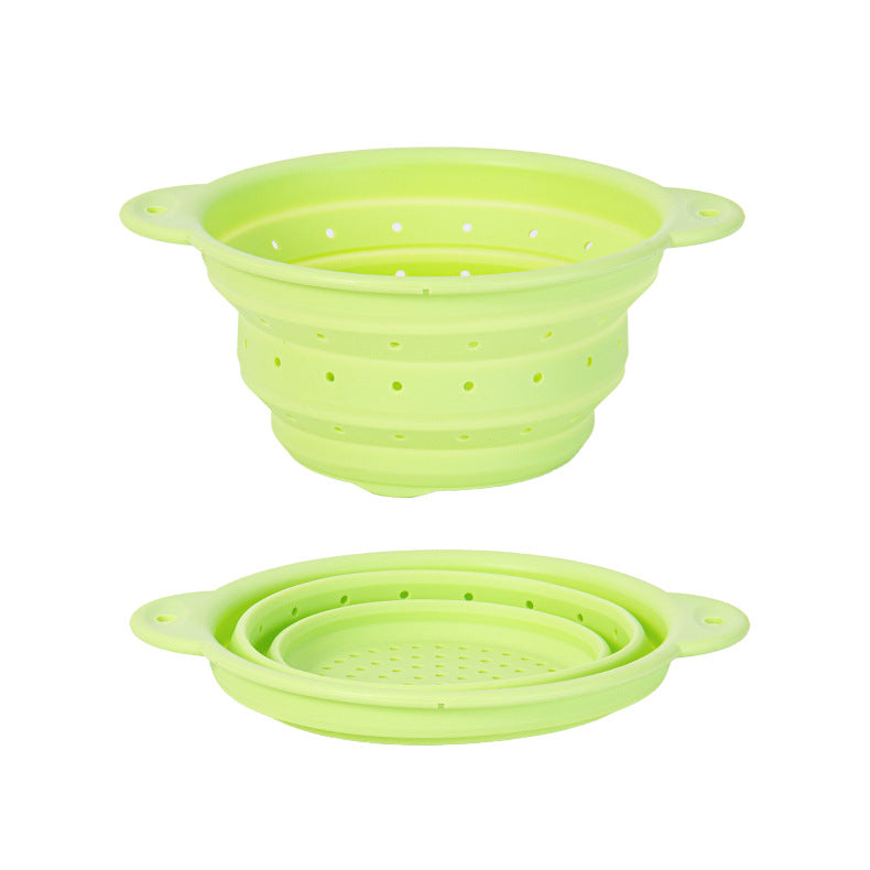 Silicone Drain Basket Stainless Steel Folding Drain Basket