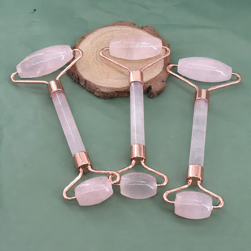 Pink Crystal Massage Roller and Scraper Set for Relaxation