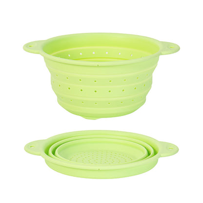 Silicone Drain Basket Stainless Steel Folding Drain Basket