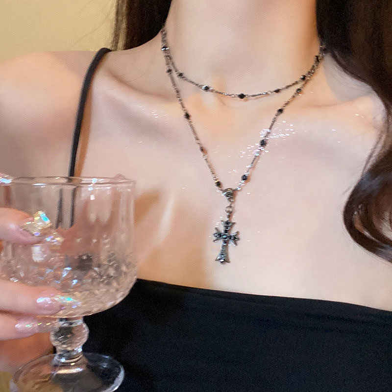 Cross beaded collarbone chain
