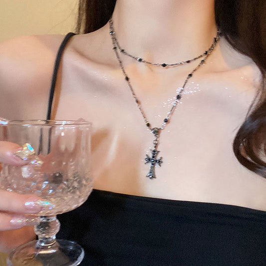 Cross beaded collarbone chain