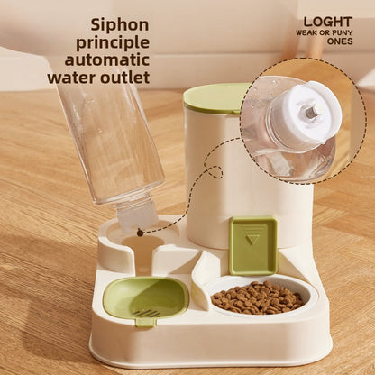 Cat double-bowl automatic drinking and feeding integrated device