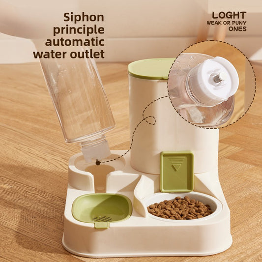 Cat double-bowl automatic drinking and feeding integrated device