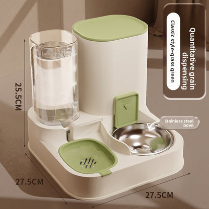 Cat double-bowl automatic drinking and feeding integrated device